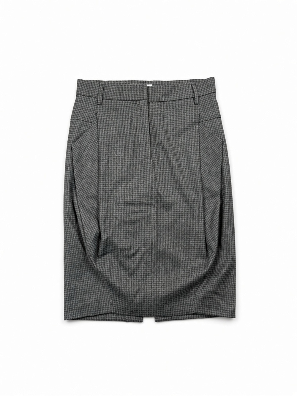 Brunello Cucinelli Grey Houndstooth Wool Pencil Skirt IT 42 US 6 Made in Italy
